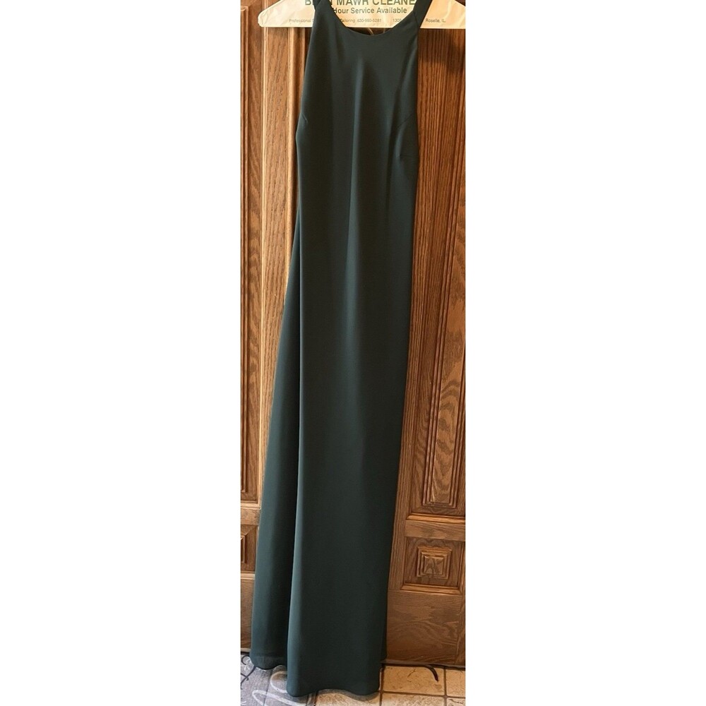 Hampton Nites Women Green Scoop Neck A-Line Sleeveless Dress Sz‎ 10 Formal Lined